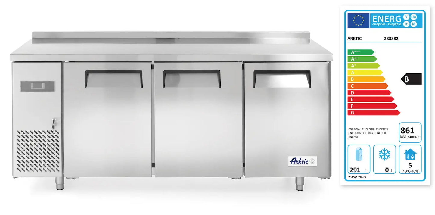 Banco Refrigerato 3 Porte 390L Arktic Kitchen Line in Acciaio Inox