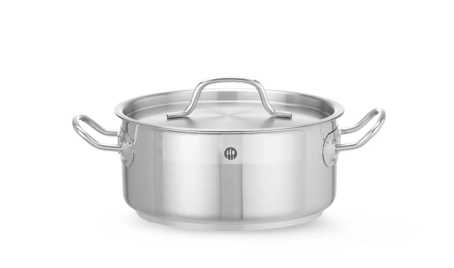 Pentola per stufato bassa - con coperchio, HENDI, Profi Line, 2,8L, ⌀200x(H)90mm
