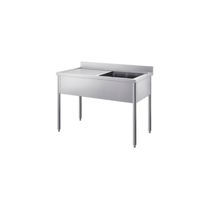 Lavatoio Professionale con Top AISI 304 e Base AISI 430 – 1 Vasca con Sgocciolatoio Sinistro