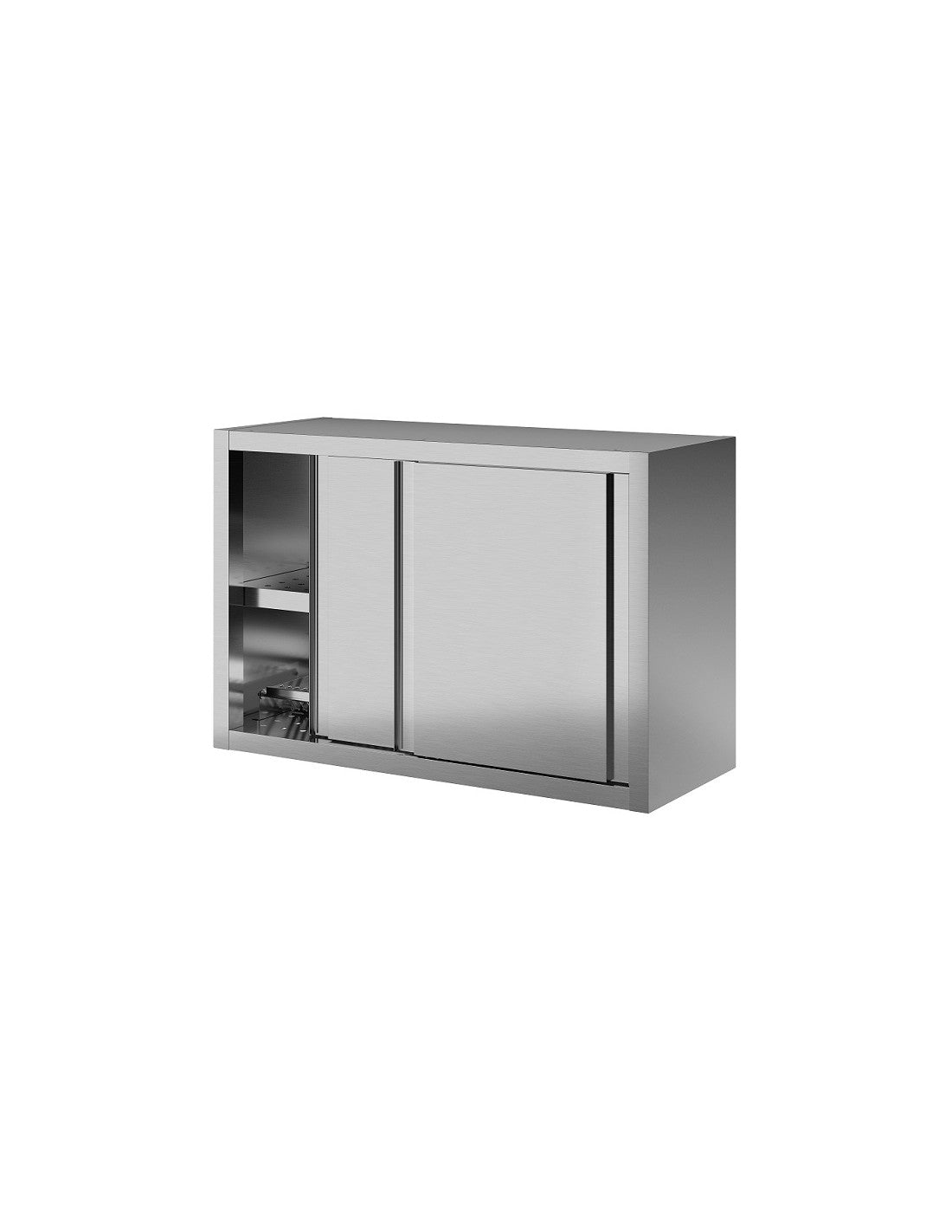 Pensile Inox AISI 304 InoxBim con Ante Scorrevoli e Ripiano Scolapiatti