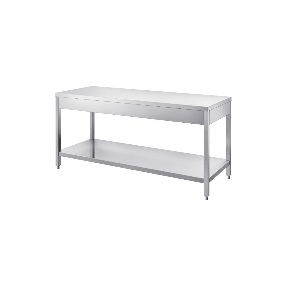Tavolo in acciaio inox aisi304 con ripiano inferiore profondità 600 mm