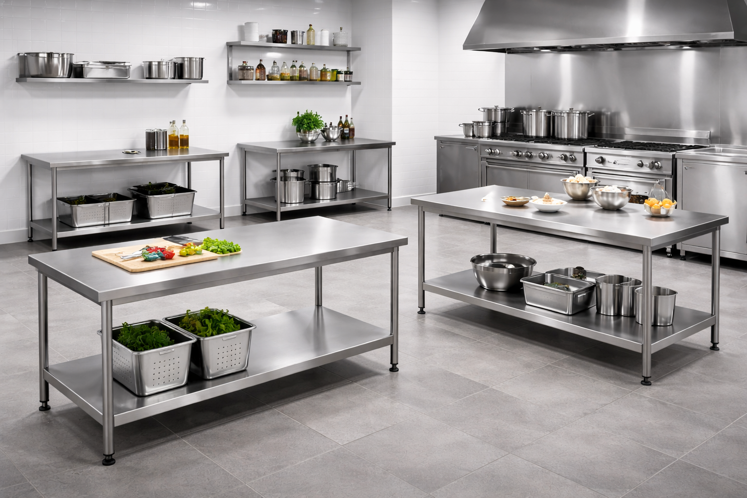 Tavoli inox professionali senza alzatina per cucina professionale