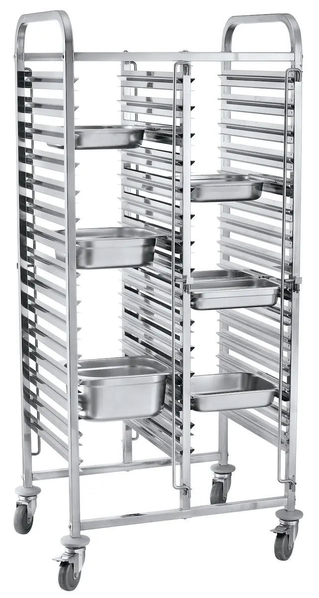 Carrello Portateglie Doppio 30x GN 1/1 HENDI – 80 mm Interasse – Portata 150 kg
