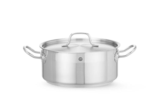 Pentola per stufato bassa - con coperchio, HENDI, Profi Line, 4,8L, ⌀240x(H)105mm