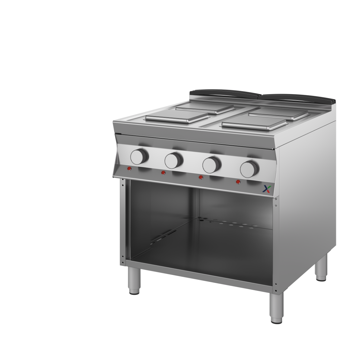 Cucina Elettrica Armadiata 4 Piastre Quadrate Inox AISI 304 – Profondità 90 cm