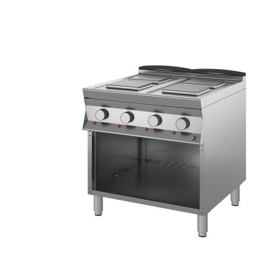 Cucina Elettrica Armadiata 4 Piastre Quadrate Inox AISI 304 – Profondità 90 cm