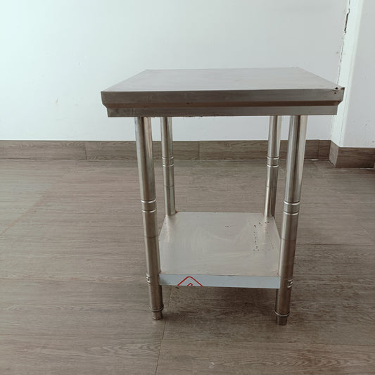 tavolo in acciaio inox con ripiano 60x60 cm