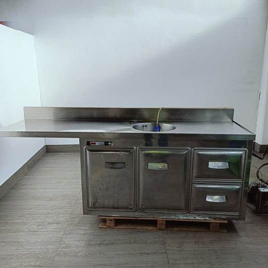 Banco Bar Professionale Inox 230x70 cm | Lavello e Vani Integrati