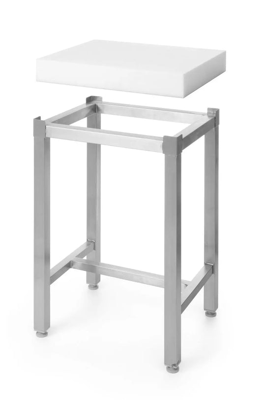 Ceppo da Macelleria Professionale in Polietilene con Supporto in Acciaio 500×400×800 mm – HENDI
