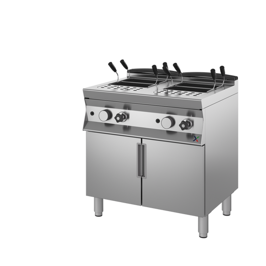 Cuocipasta a Gas Professionale Doppia Vasca 28+28 Litri Armadiato 7CCPG2