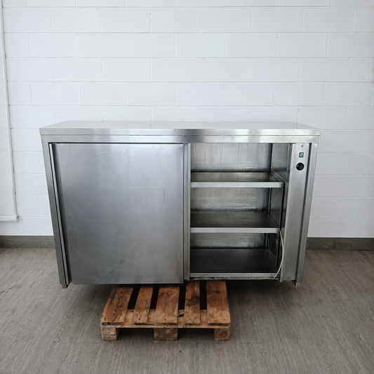 Armadio Scaldapiatti Passante in Acciaio Inox con 2 Ripiani Regolabili – 1700x460x1100 h mm
