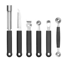 Set coltelli da intaglio HENDI 6 pezzi – utensili decorazione frutta e verdura con custodia