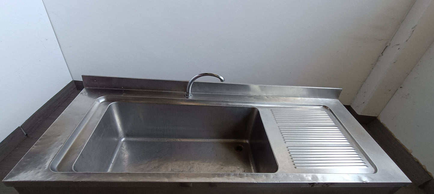 Lavello inox professionale 180x70 cm con vasca singola 91x56 cm